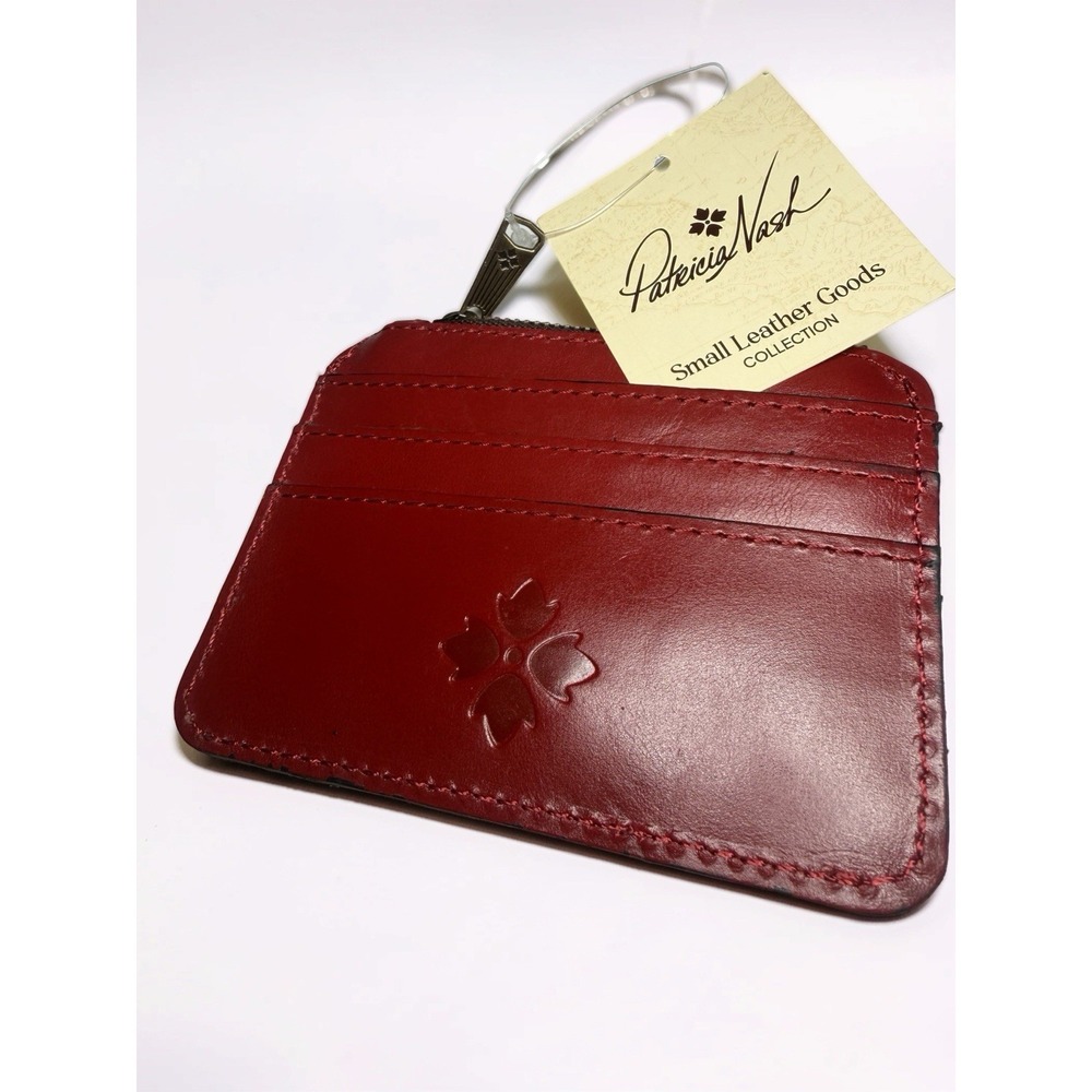Patricia Nash Cassis Leather Card Case Berry Red NWT